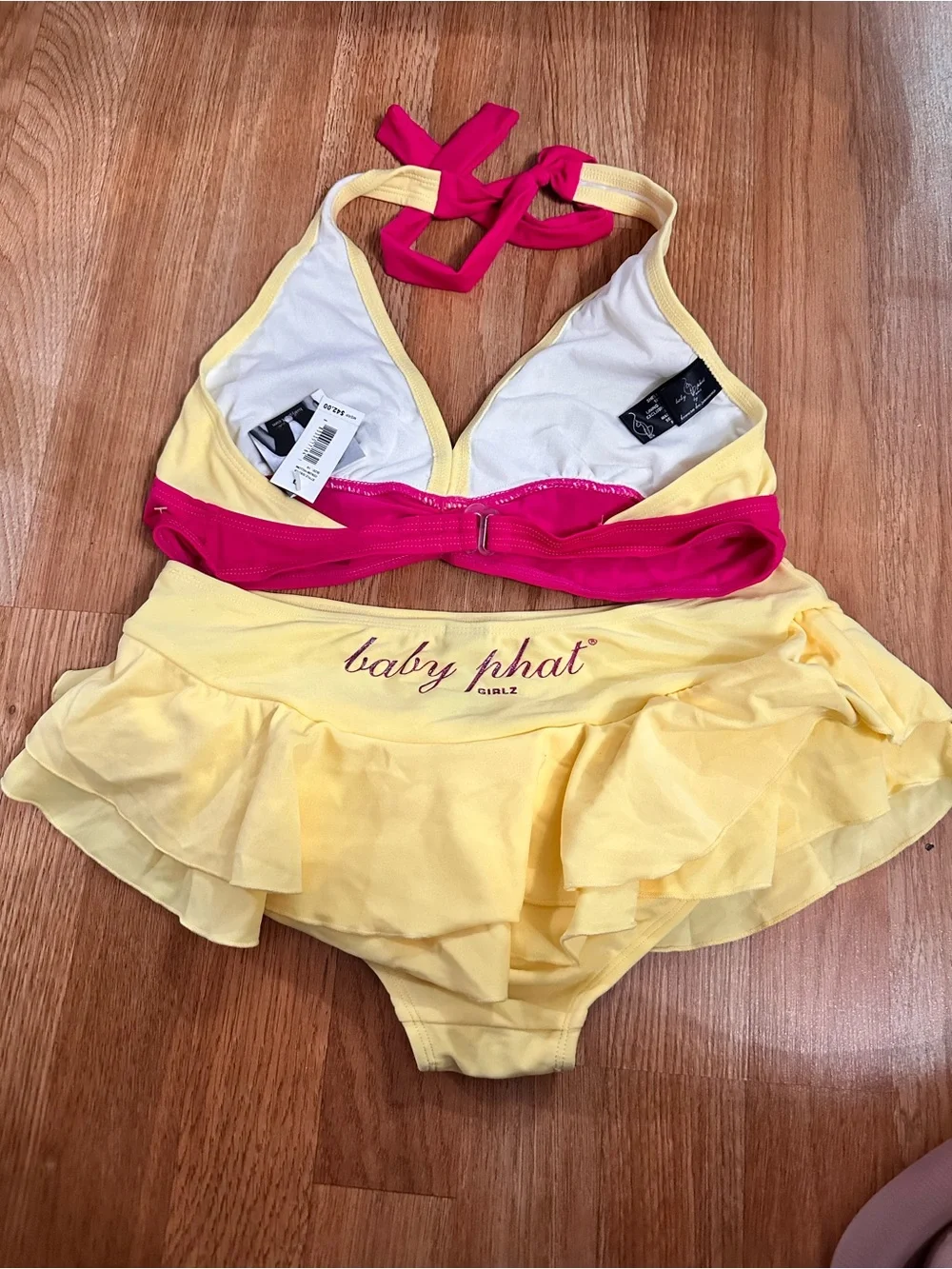 Baby Phat Yellow and Pink Ruffle Two-Piece Swim Set
